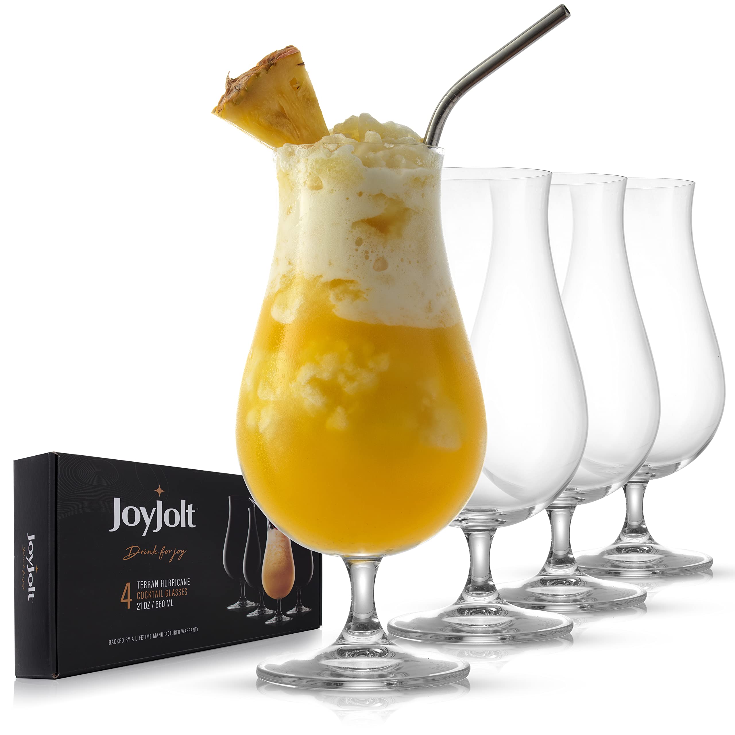 Amazon.com | JoyJolt Terran Pina Colada Glasses - Premium